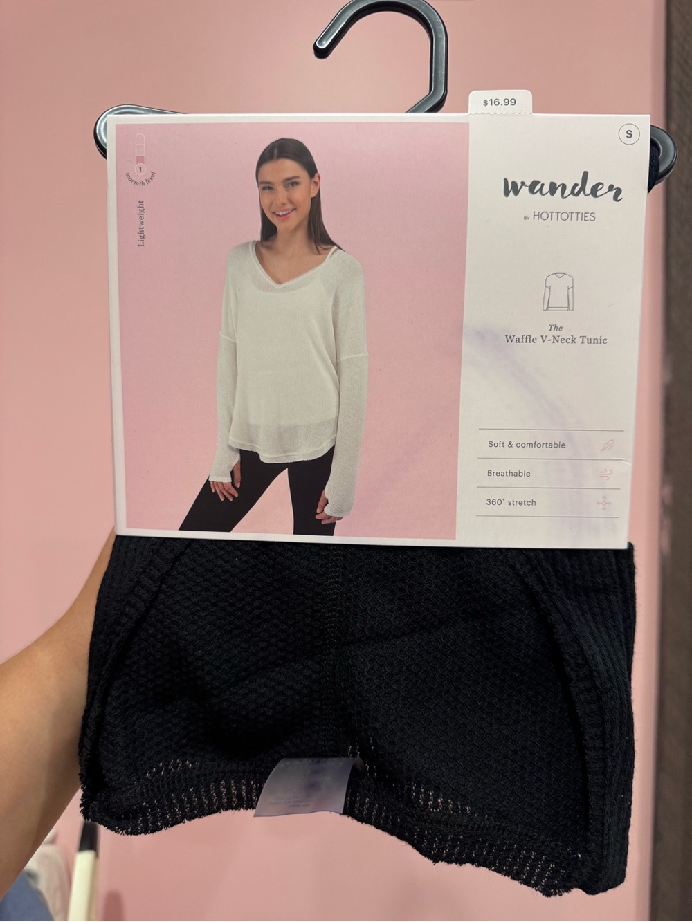 Target Wander by Hottotties Waffle V-Neck Tunic - Black